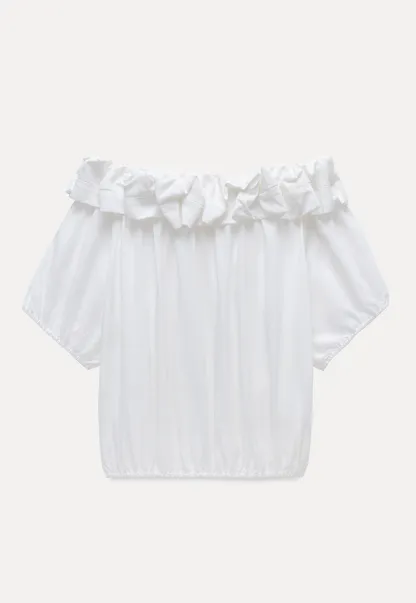 Ruffled Off-Shoulder Peasant Blouse