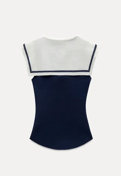 Women's Sailor-Scarf Knit Top Tank