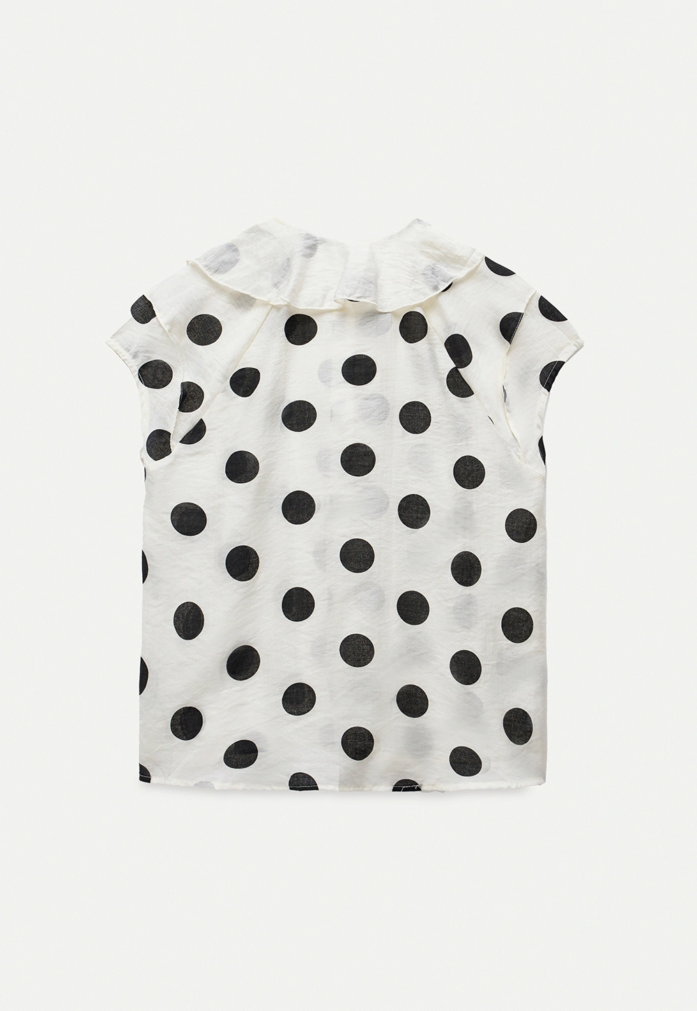 Ruffle-Neck Polka Blouse