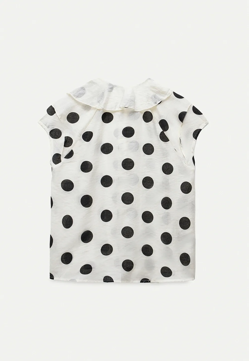 Ruffle-Neck Polka Blouse