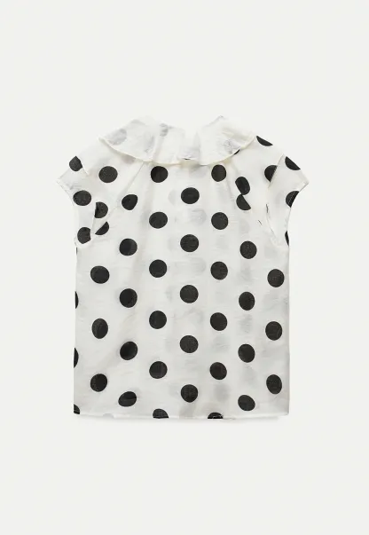 Ruffle-Neck Polka Blouse