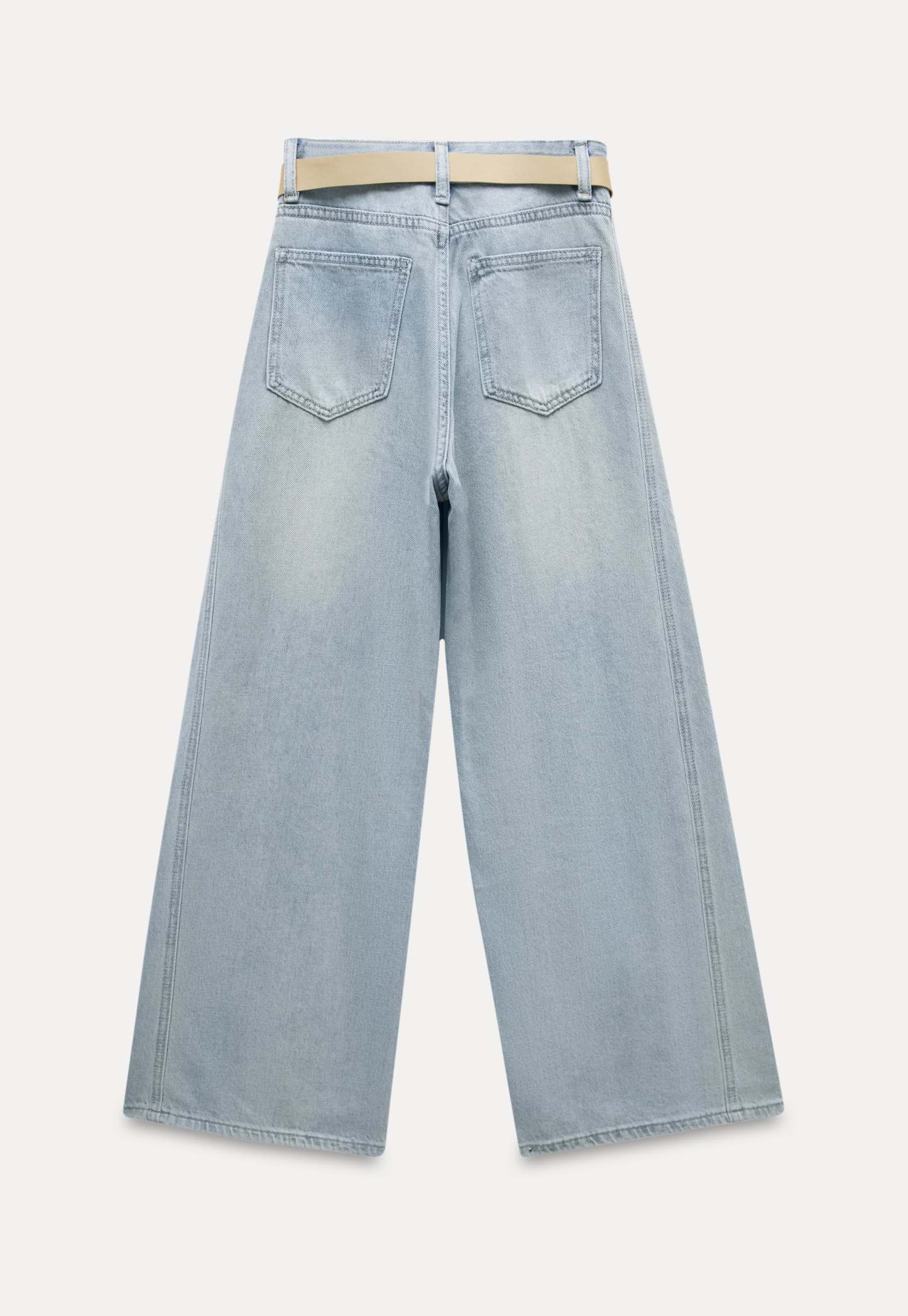 Women's Wide Leg Distressed Jeans with Braided Belt