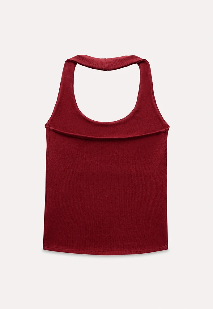 Women's Ribbed Halter Tank Top