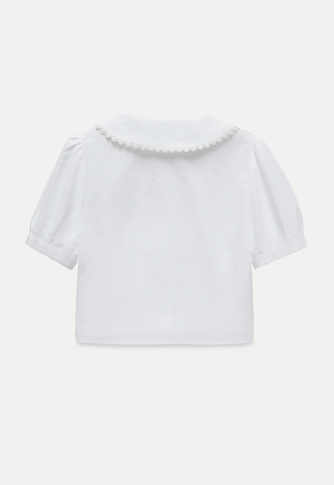 Women's Lace Collar Bow-Detail Blouse
