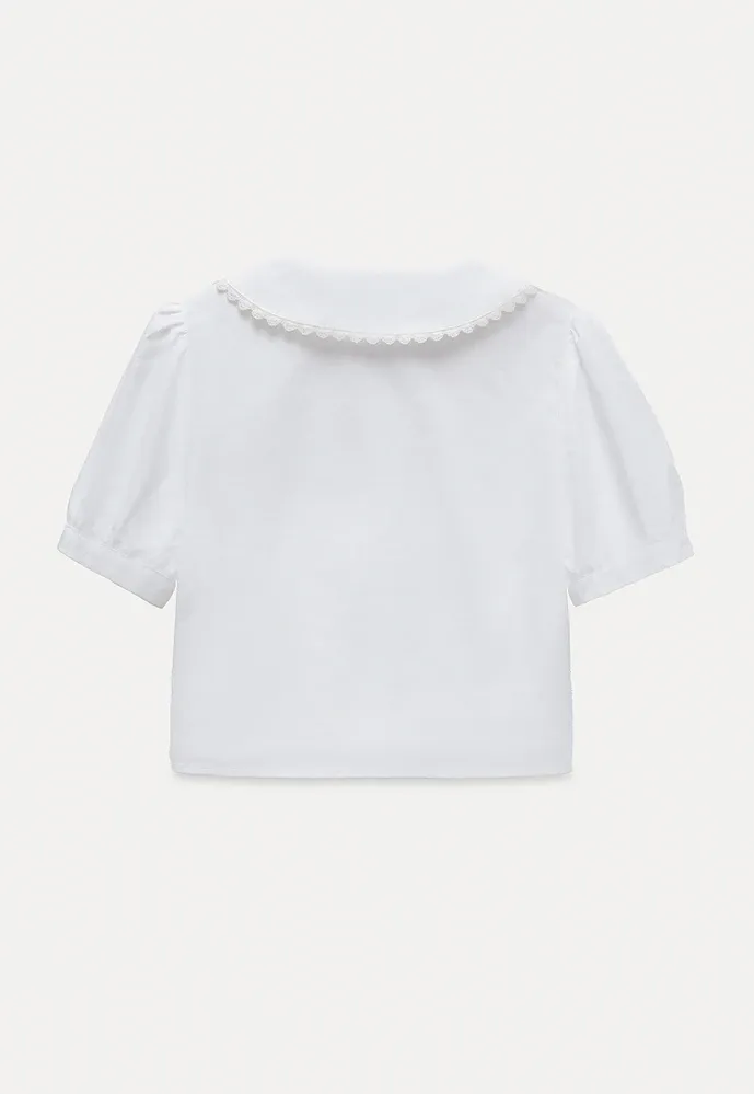 Women's Lace Collar Bow-Detail Blouse