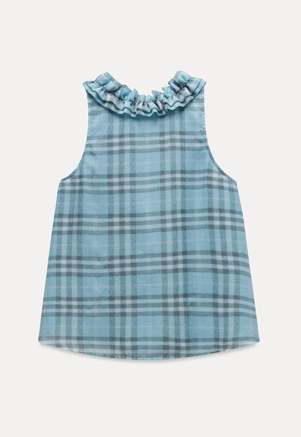 Women’s Ruffle Trim U-Neck Plaid Tank Top