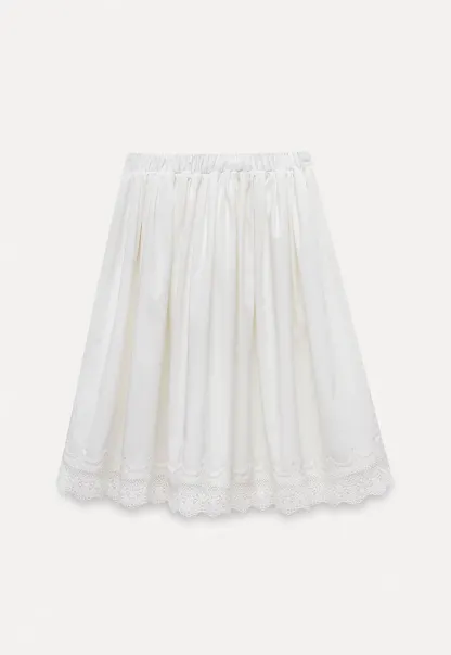 Women's High Waist A-Line Lace Hem Midi Skirt