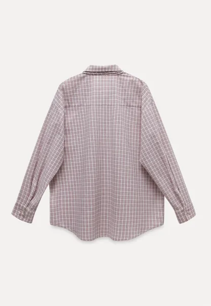 Women Plaid Tie‑Neck Shirt