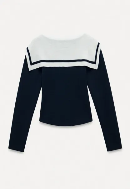 Sailor Tie Knit Long Sleeve Top