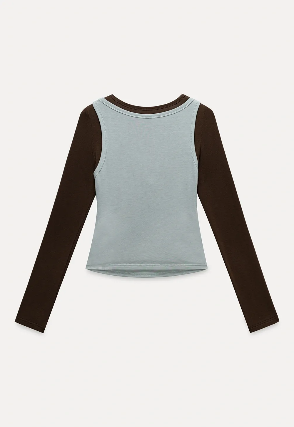 Women's Cami-Overlay Ruched Long Sleeve Top