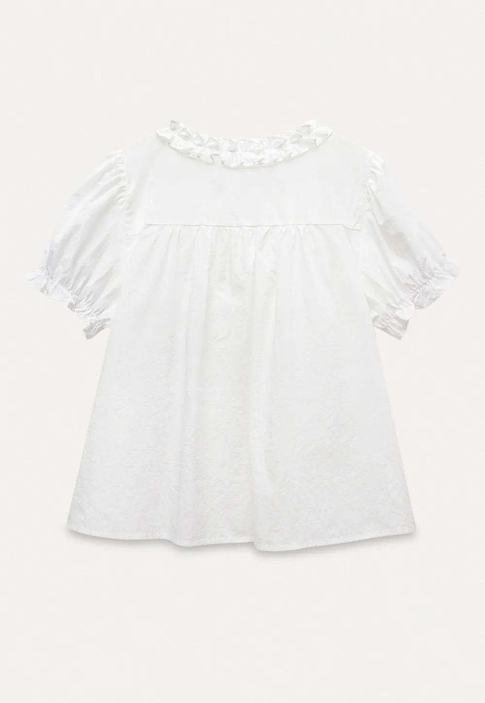 Women's Ruffle Trim Puff Sleeve Blouse