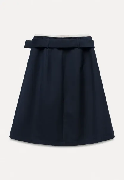 Women's Belted Pleated Mini Skirt