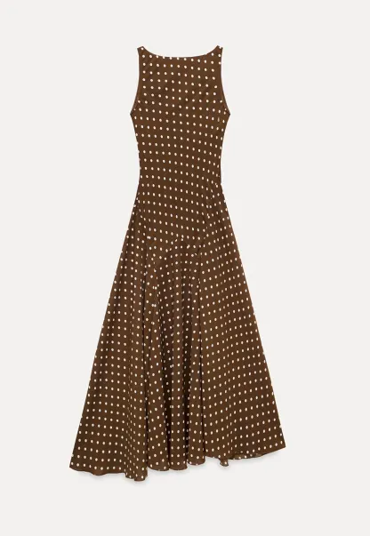 Sleeveless Polka Dot Midi Dress