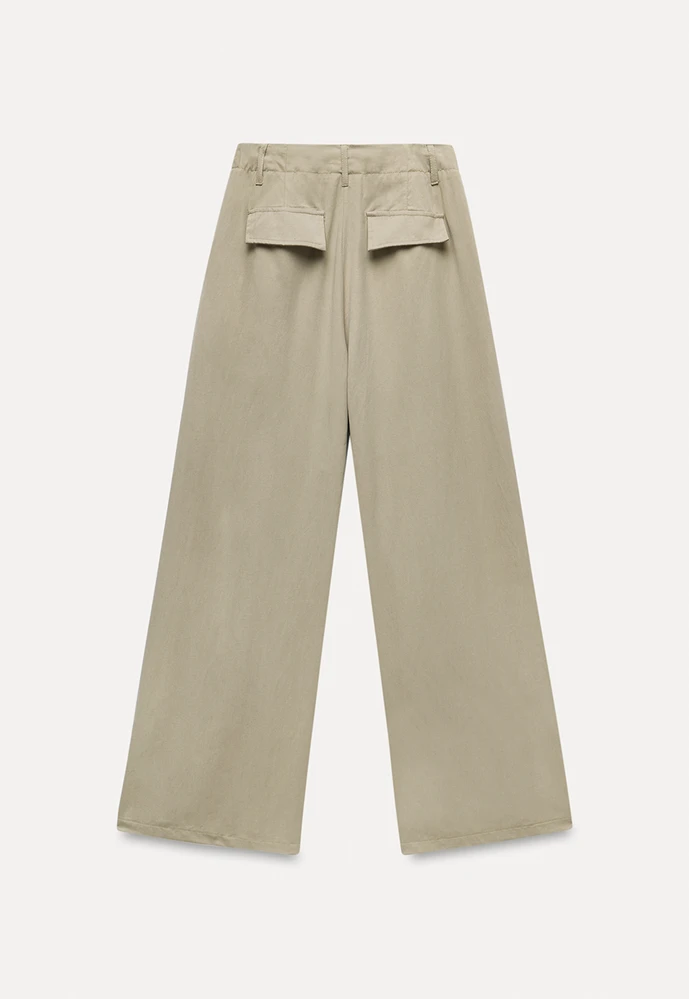 Tie-Waist Pleated Wide-Leg Pants