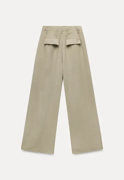 Tie-Waist Pleated Wide-Leg Pants