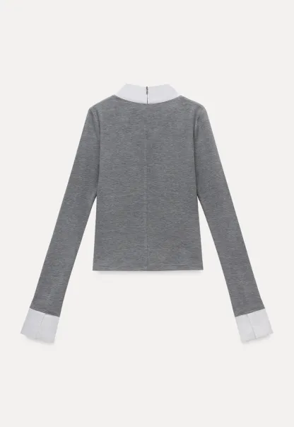 Women's Colorblock Scarf Neck Long Sleeve Top