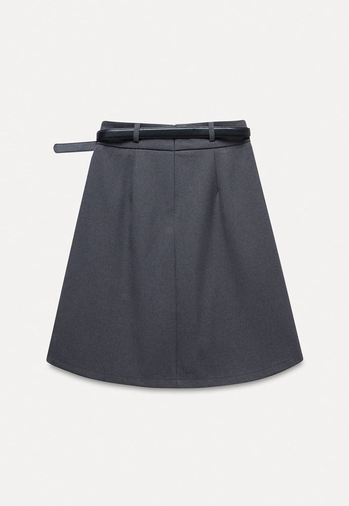 Belted Pleated Mini Skirt