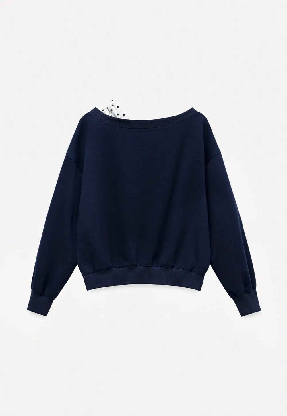 Womens Tie-Front Loose One-Shoulder Sweatshirt