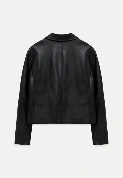 Women Faux Leather Zip-Up Jacket