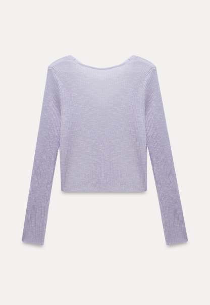 V-Neck Pearl Cross-Button Lightweight Knit Cardigan