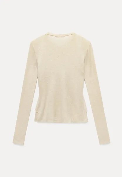 Cut-Out Button Long Sleeve Knit Top