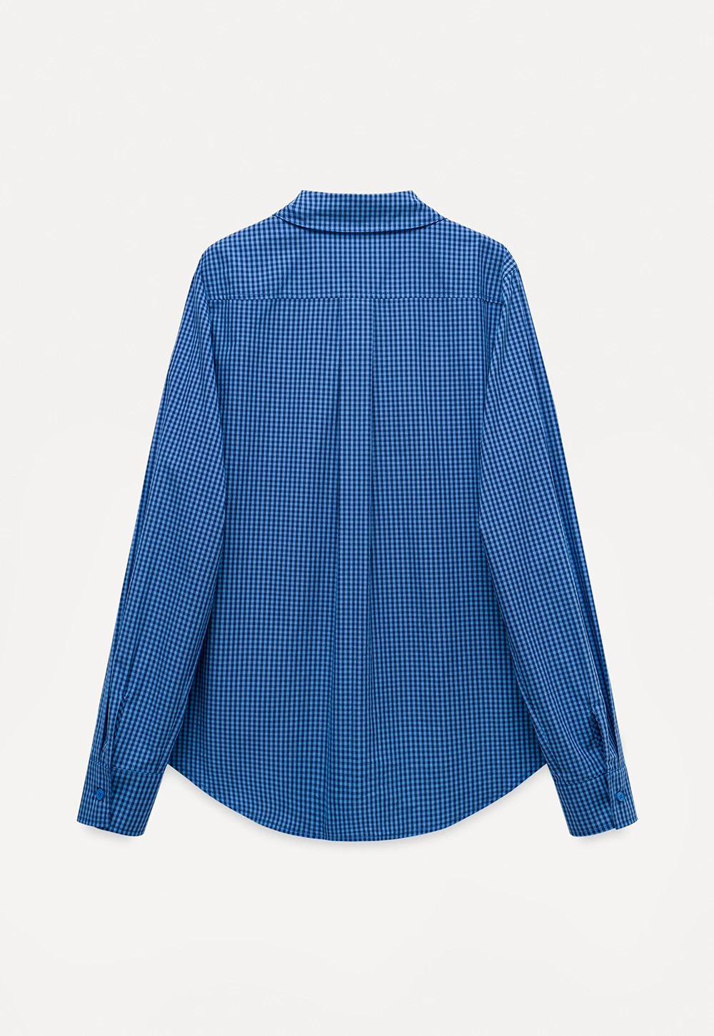 Womens Gingham Bow-Collar Long Sleeve Shirt