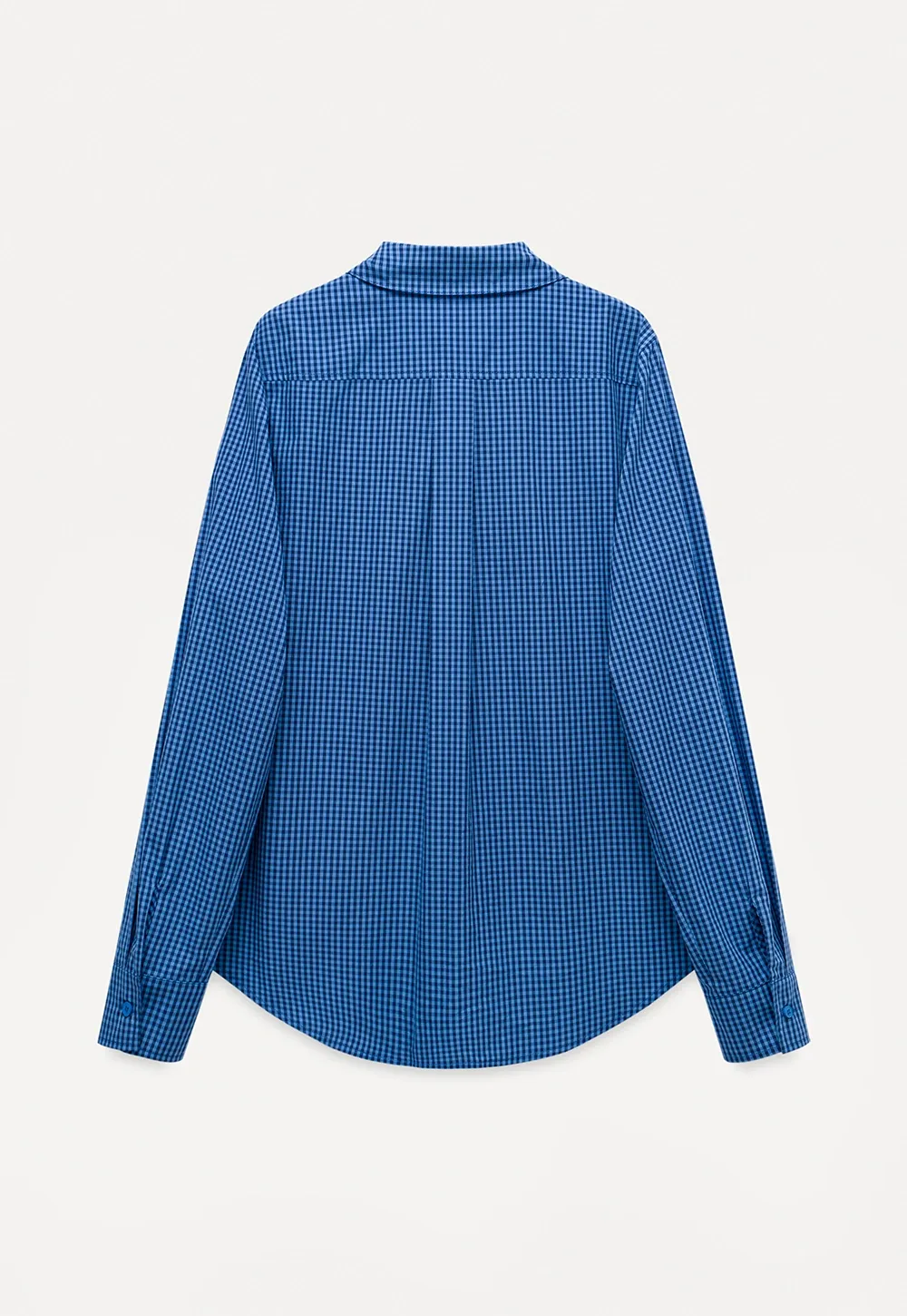 Womens Gingham Bow-Collar Long Sleeve Shirt