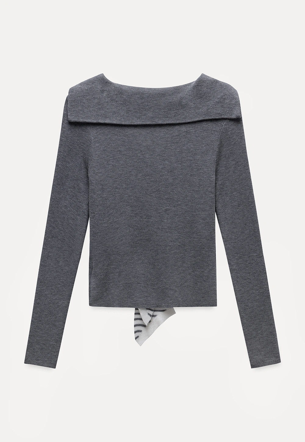 Womens Sailor Collar Long Sleeve Knit Top with Tie