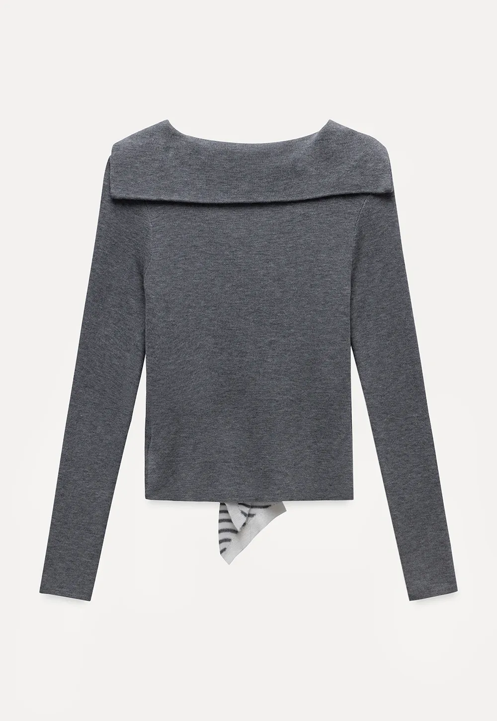 Womens Sailor Collar Long Sleeve Knit Top with Tie