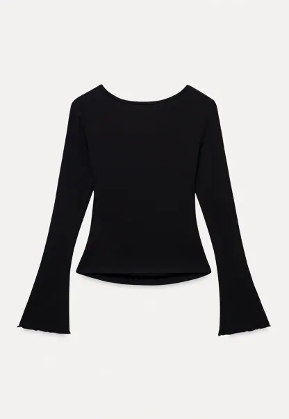 Womens Asymmetrical Neck Slim Fit Long Sleeve Top