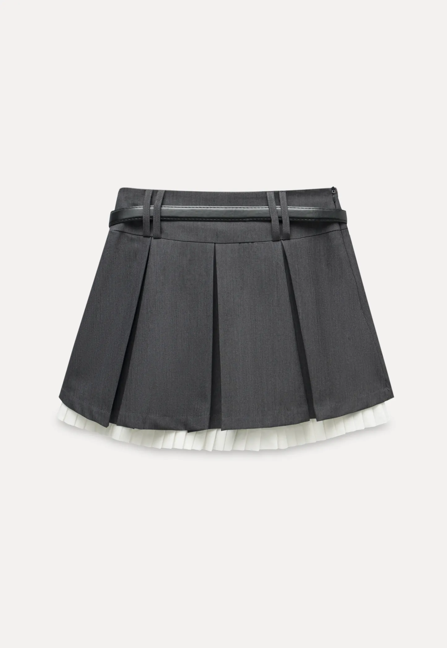 Pleated Layered Skirt Shorts with Belt