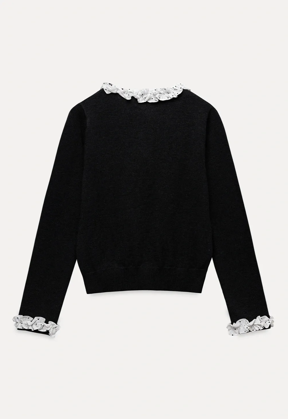 Ruffle Trim Button Down Knit Cardigan