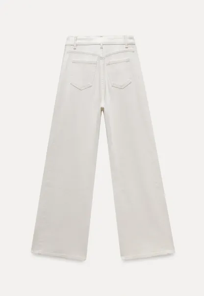Women’s White High Waist Straight Leg Pants