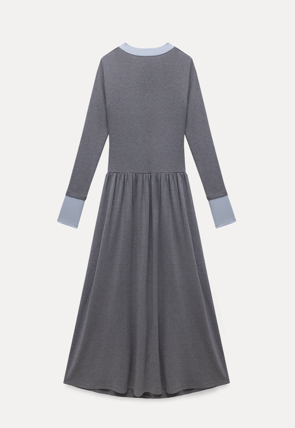 elegant grey long sleeve casual a-line dress