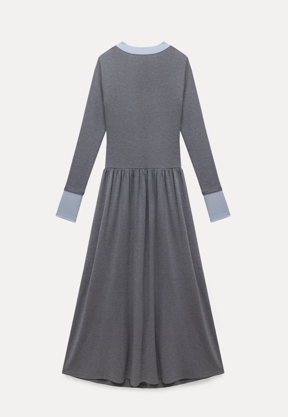 elegant grey long sleeve casual a-line dress