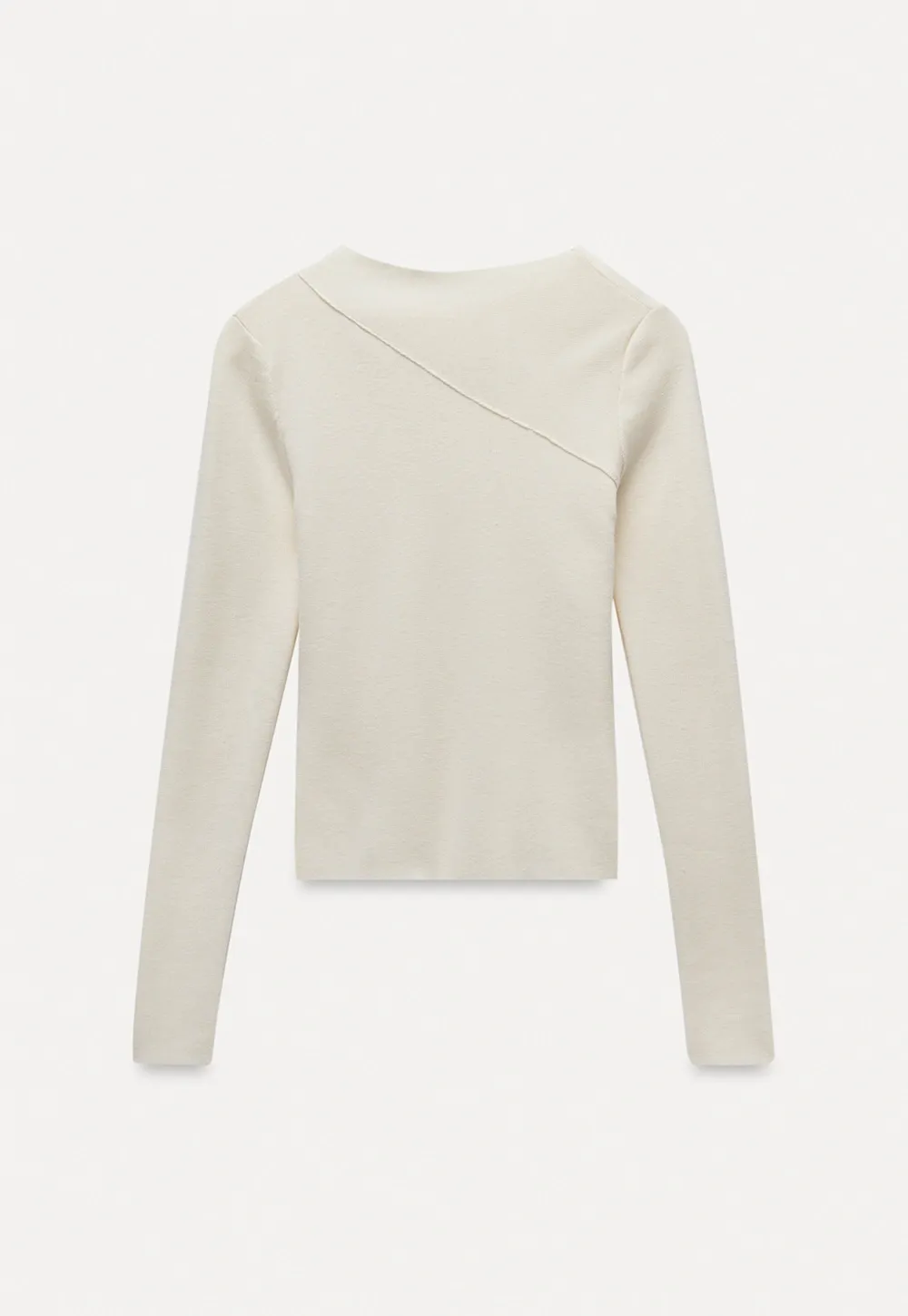 White Long Sleeve Knit Top With Tie