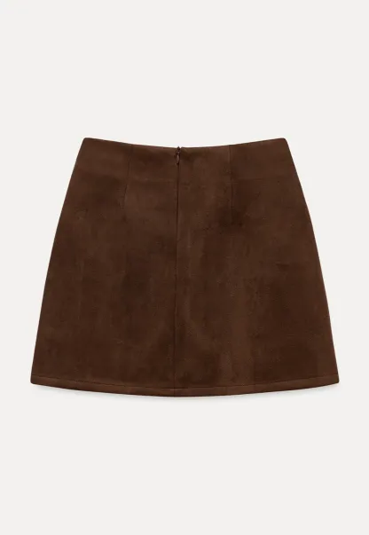 Womens High Waist Suede Mini Skirt