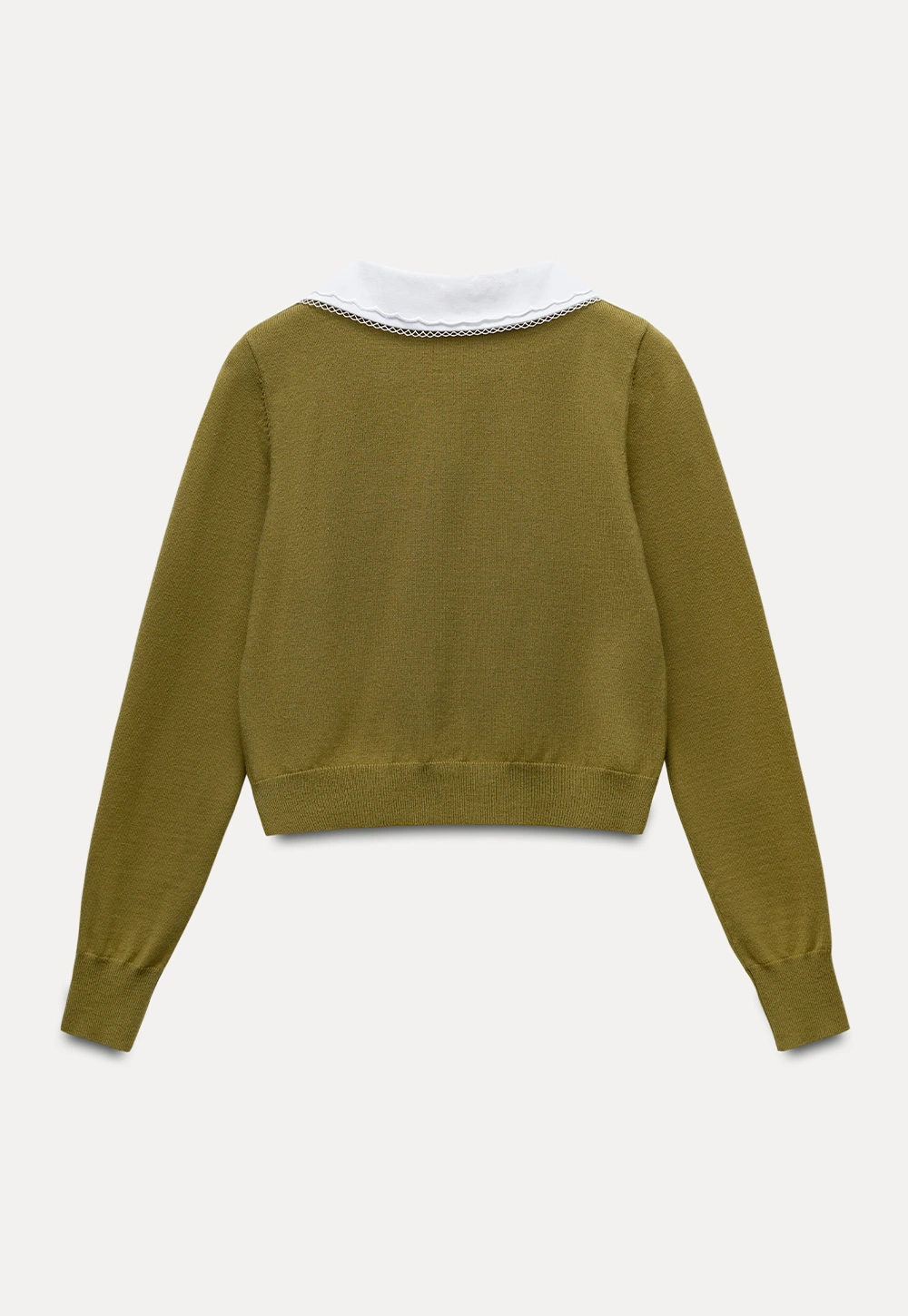 Womens Knit Cardigan with White Peter Pan Collar