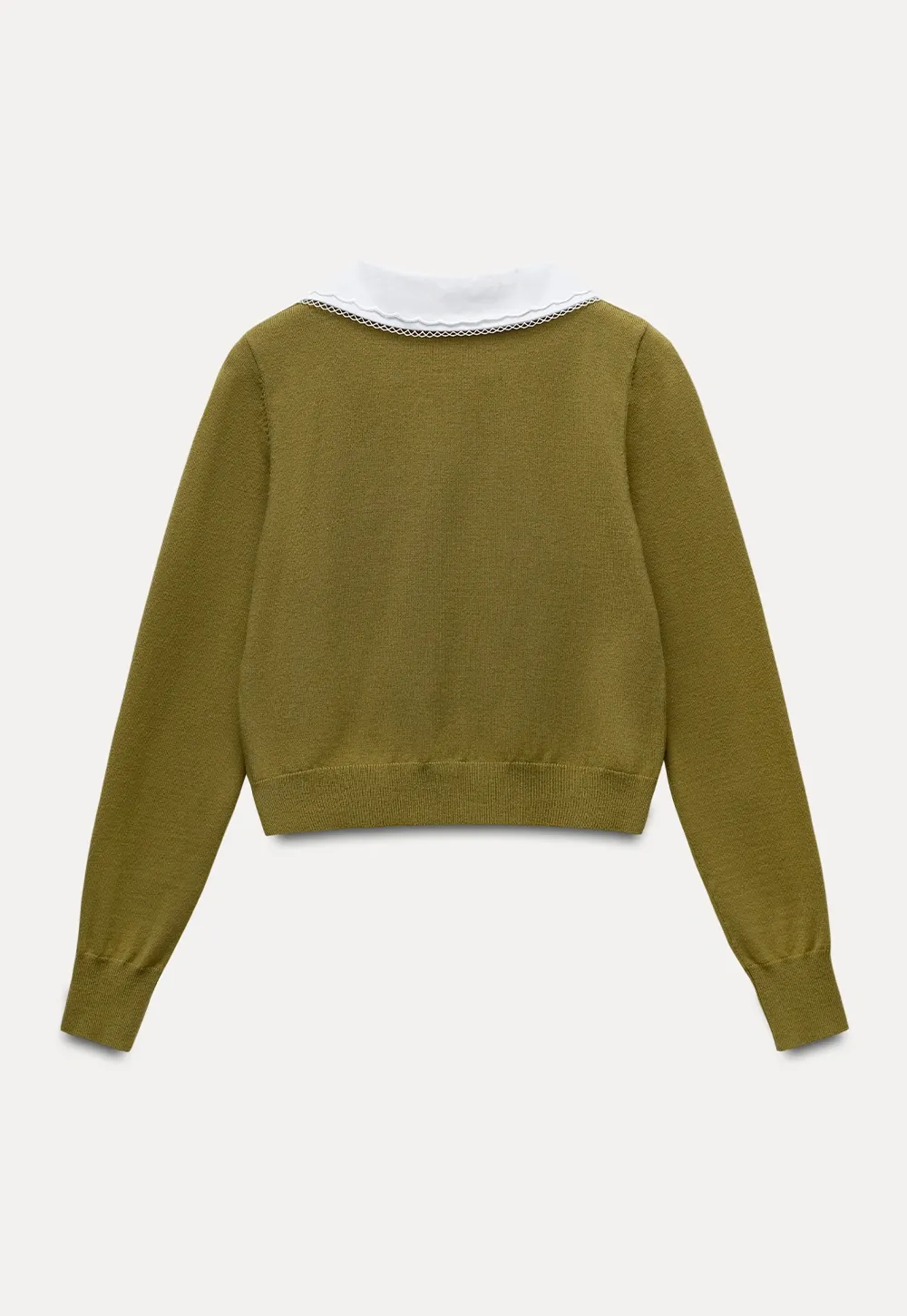 Womens Knit Cardigan with White Peter Pan Collar