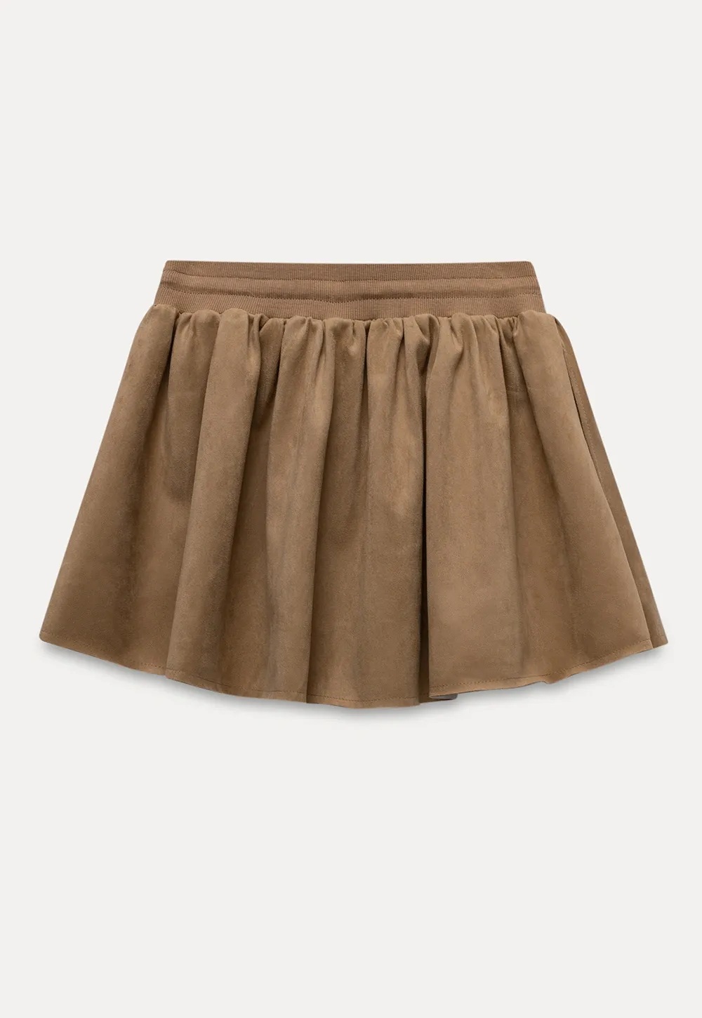 Womens Khaki Drawstring High Waist Pleated Mini Skirt