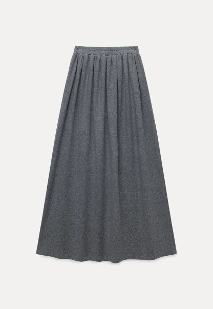 Relaxed Grey 2 Piece Outfit Long Sleeve Tee and Skirt