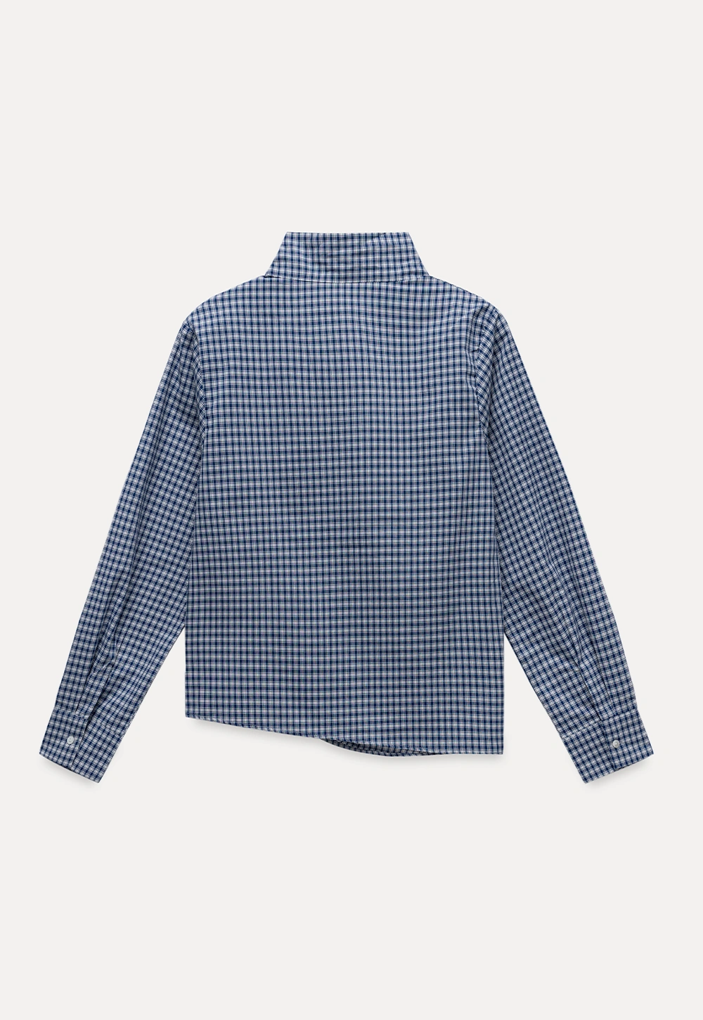 Womens Gingham Bow Tie Blouse Long Sleeve Shirt