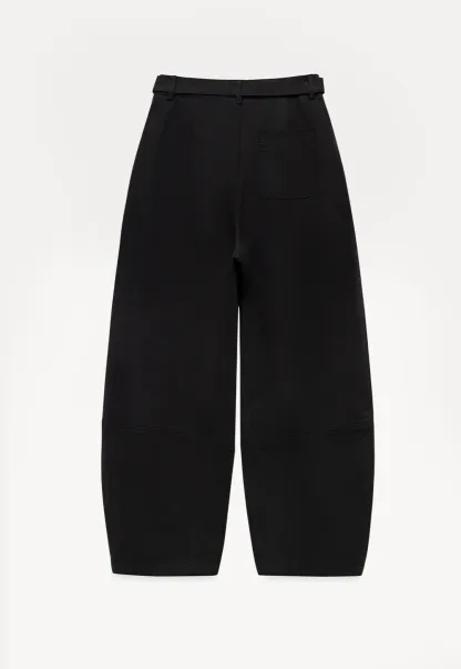 Womens High-Waist Wide-Leg Pants with Belt Detail