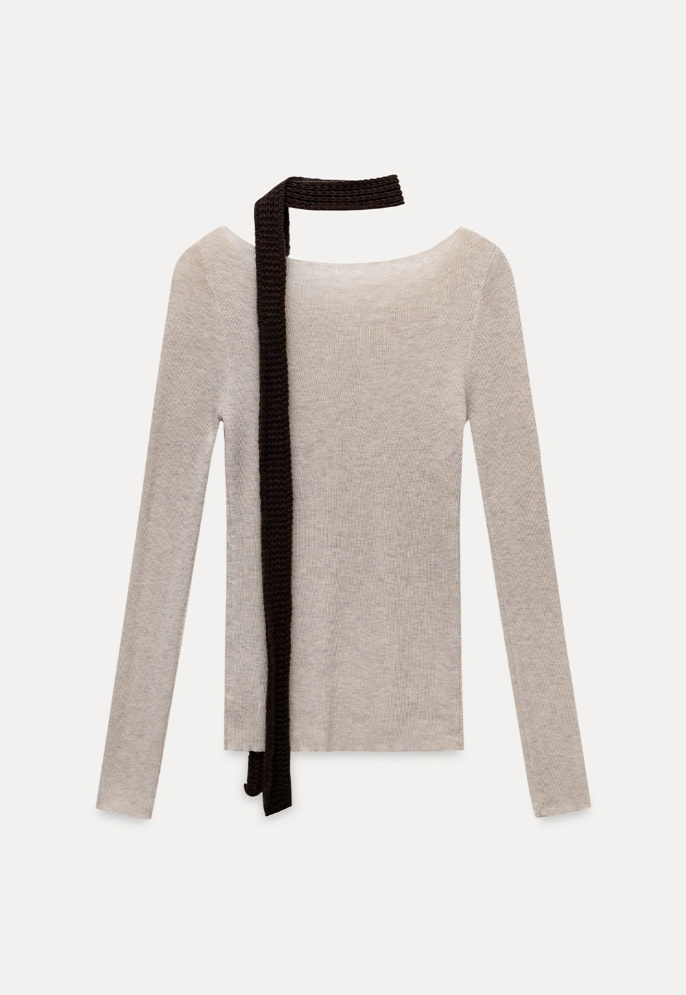Womens Long Sleeve Knit Shirt with Tie Detail