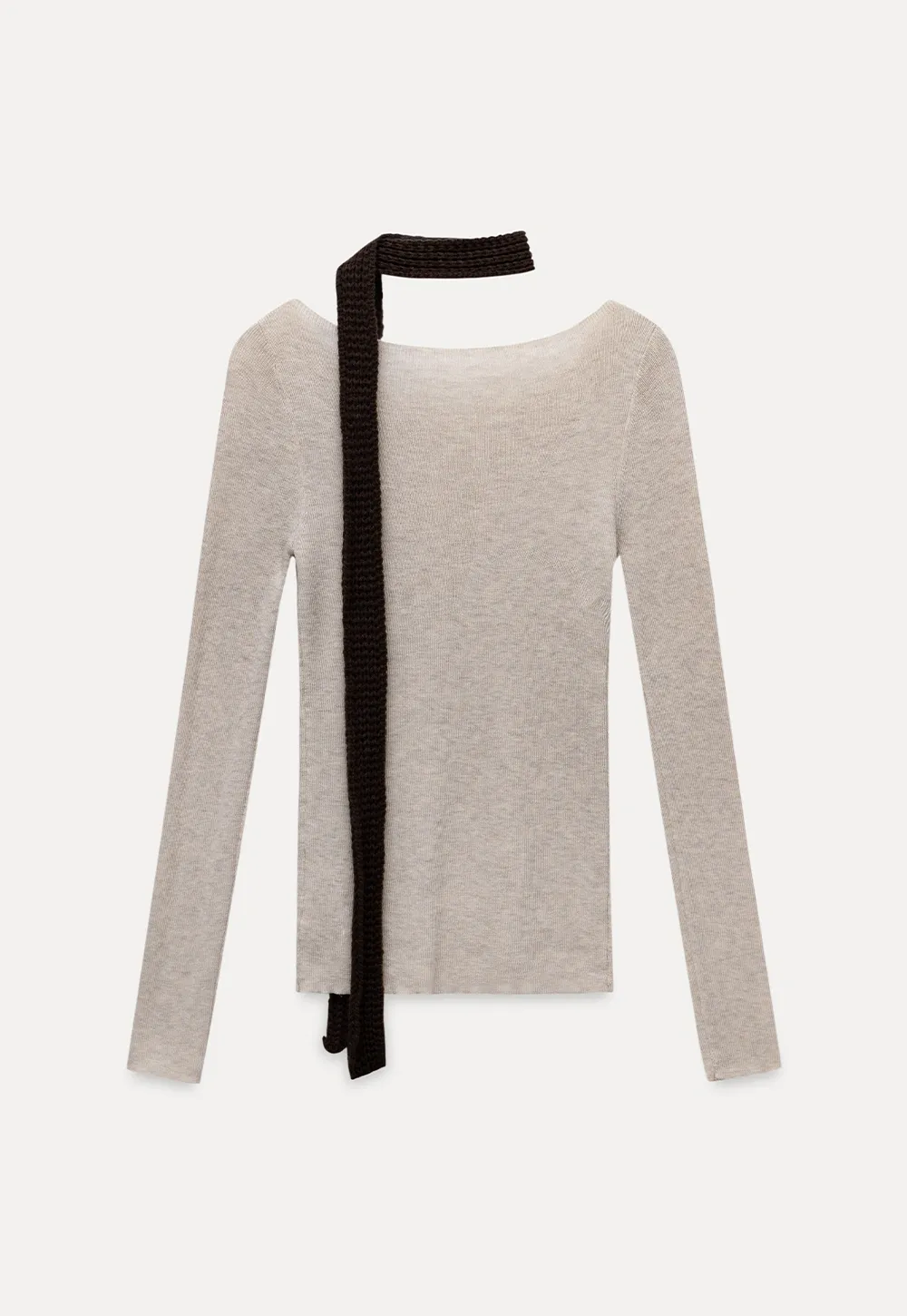 Womens Long Sleeve Knit Shirt with Tie Detail