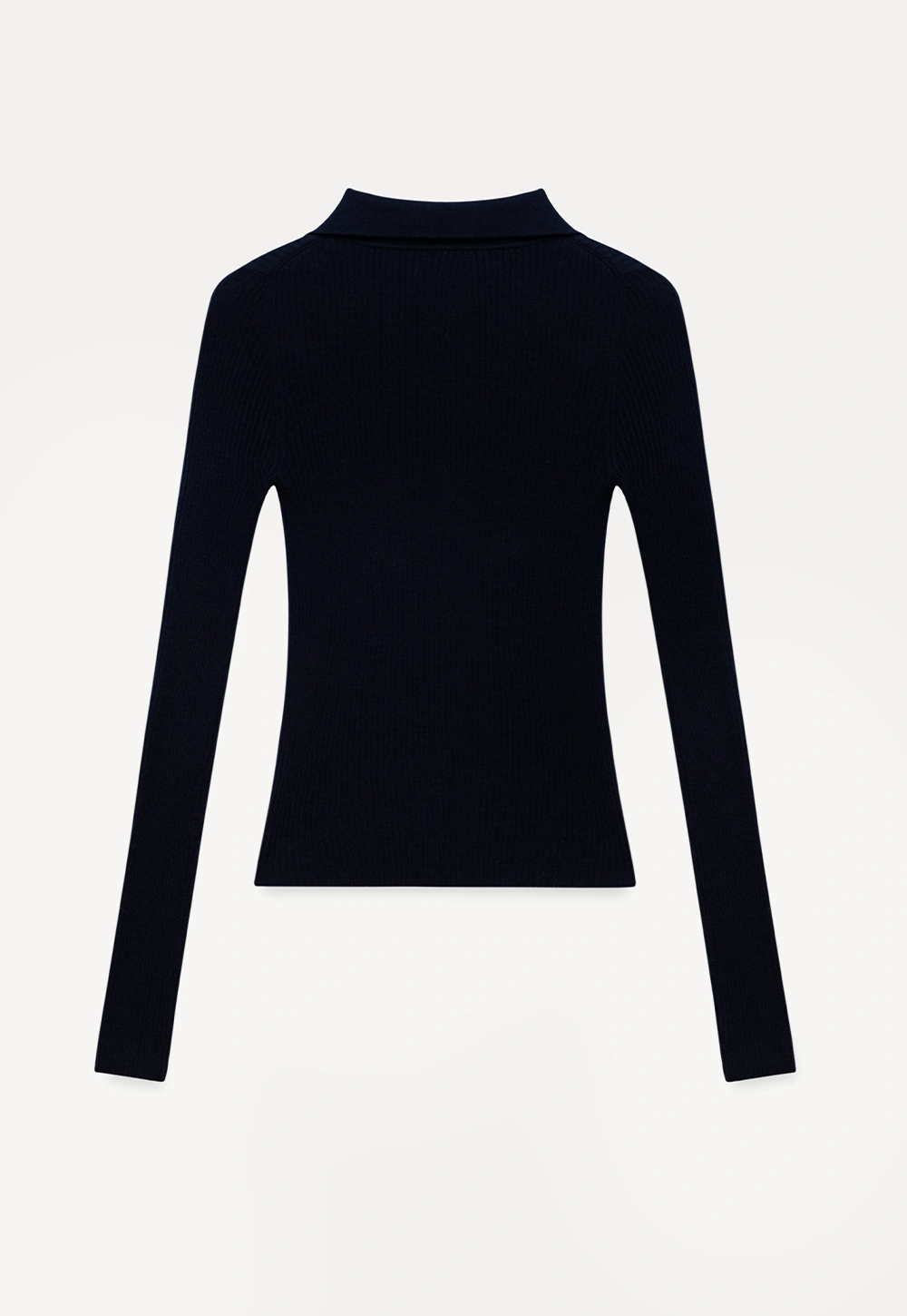 Ribbed Knit Collared Pullover Top