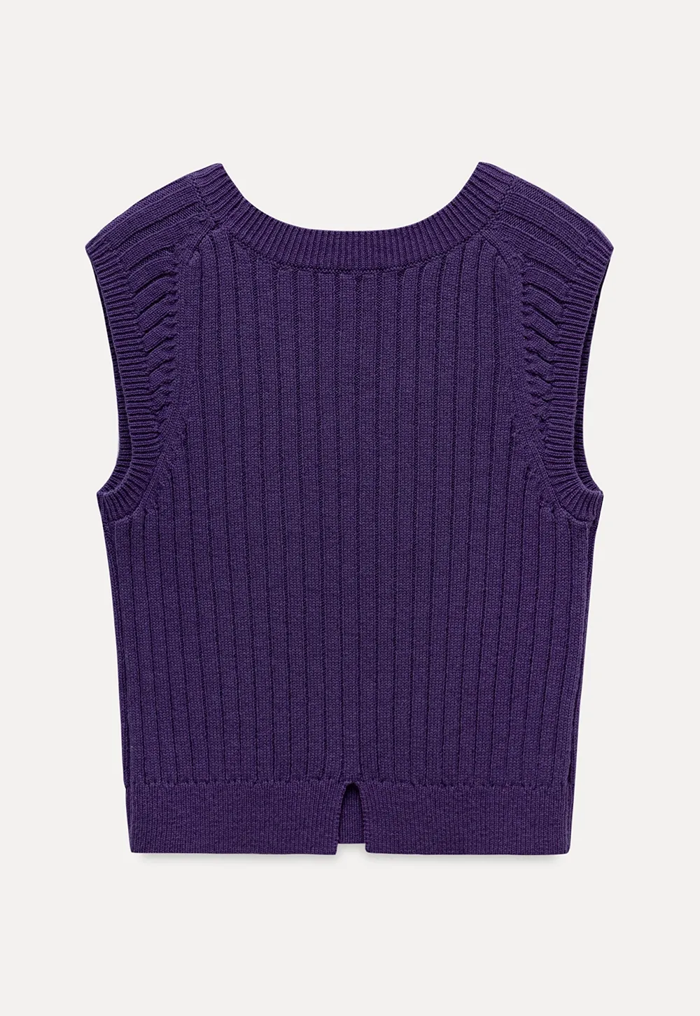 Womens Solid Color Ribbed Sweater Vest