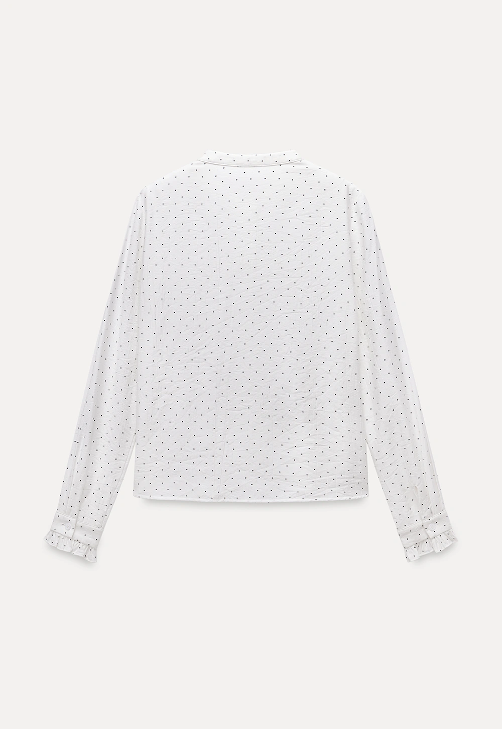 Womens Polka Dot Ruffle Trim Blouse with Bow Tie Neck