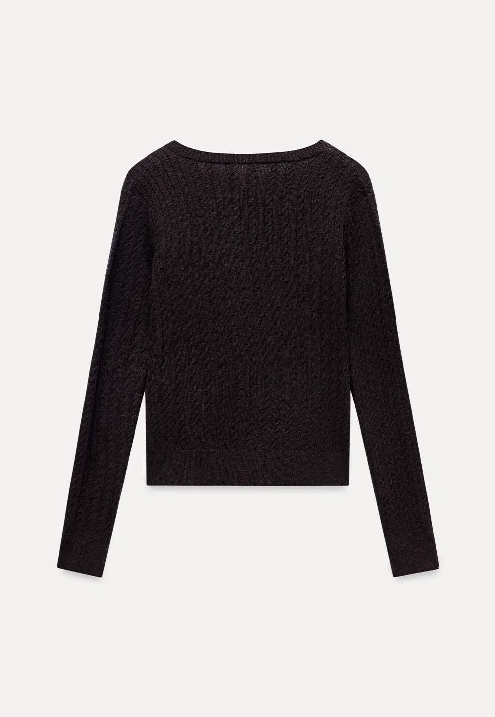 Womens V-Neck Cable Knit Sweater