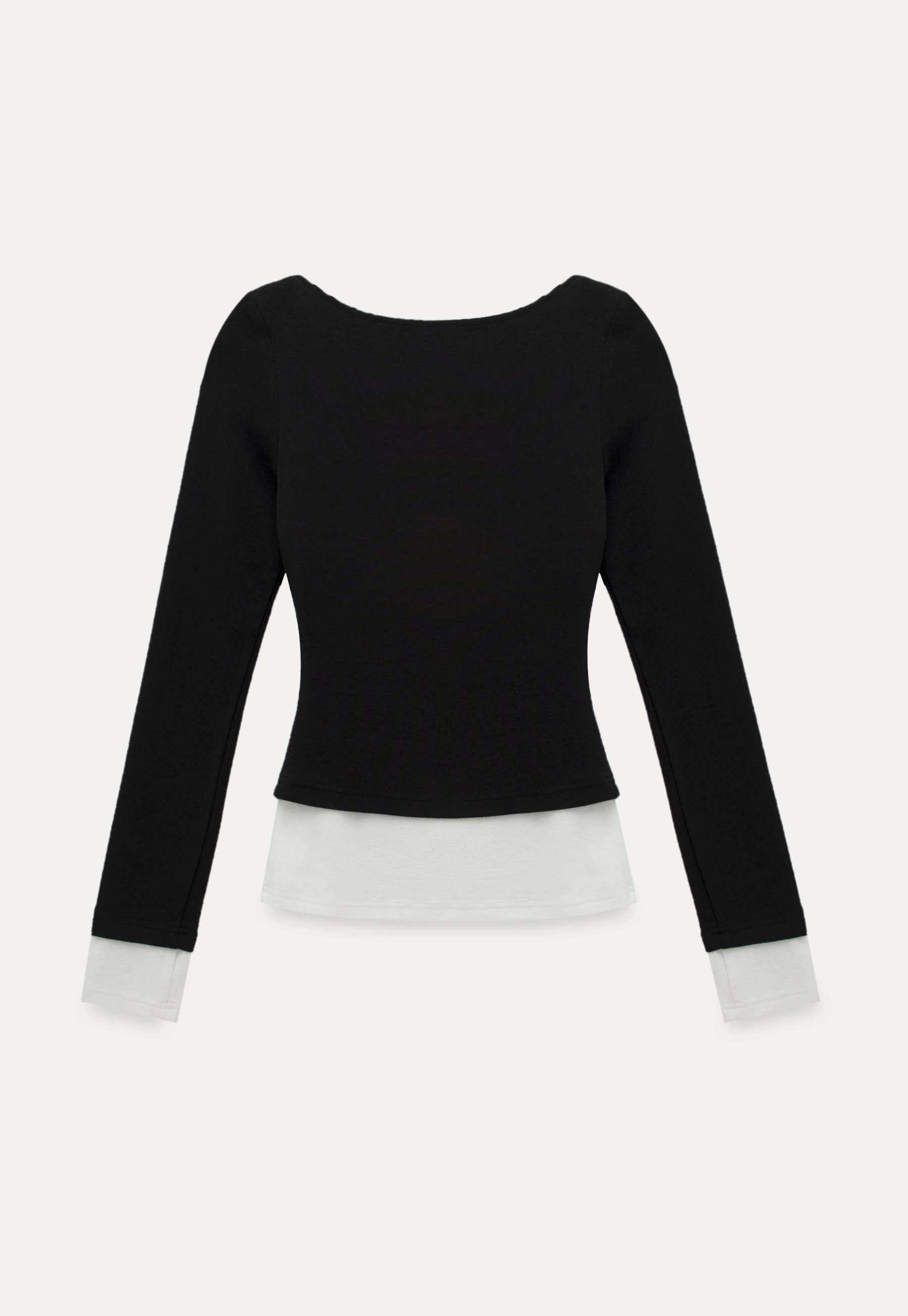 Women's Layered Drape-Neck Long Sleeve Top